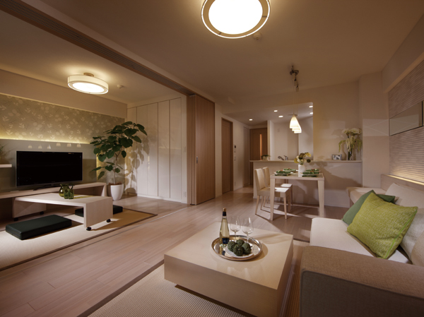 Living.  [living ・ dining] usually, In spacious space to open the Western-style sliding door. When Western-style will you use as a room of the den or hobby, Close the sliding door, You can use it as a private room to enjoy their time.