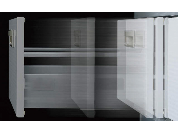 Kitchen.  [Soft-close function with sliding storage] Storage under the counter, Employing sliding housing a large capacity is easily take out things back in sliding. (Except for some) (same specifications)