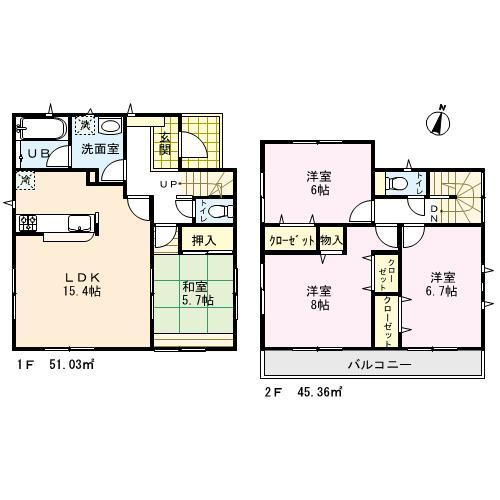 Floor plan. 35,800,000 yen, 4LDK, Land area 96.23 sq m , Building area 96.39 sq m