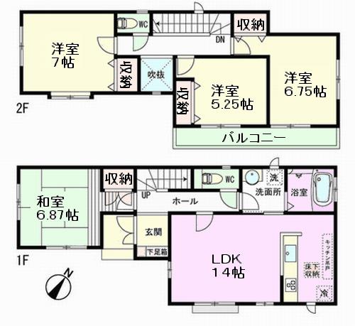 Floor plan. (C Building), Price 26,800,000 yen, 4LDK, Land area 102.55 sq m , Building area 95.84 sq m