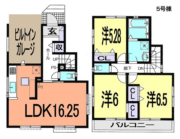 Floor plan. (5 Building), Price 23.8 million yen, 3LDK, Land area 92.54 sq m , Building area 91.9 sq m