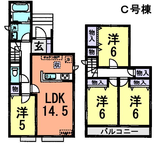 Floor plan. (C Building), Price 26,800,000 yen, 4LDK, Land area 110.01 sq m , Building area 89.84 sq m