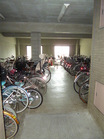 Other common areas. Bicycle parking lot with a roof
