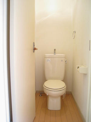 Toilet. Towel rack is nice toilet