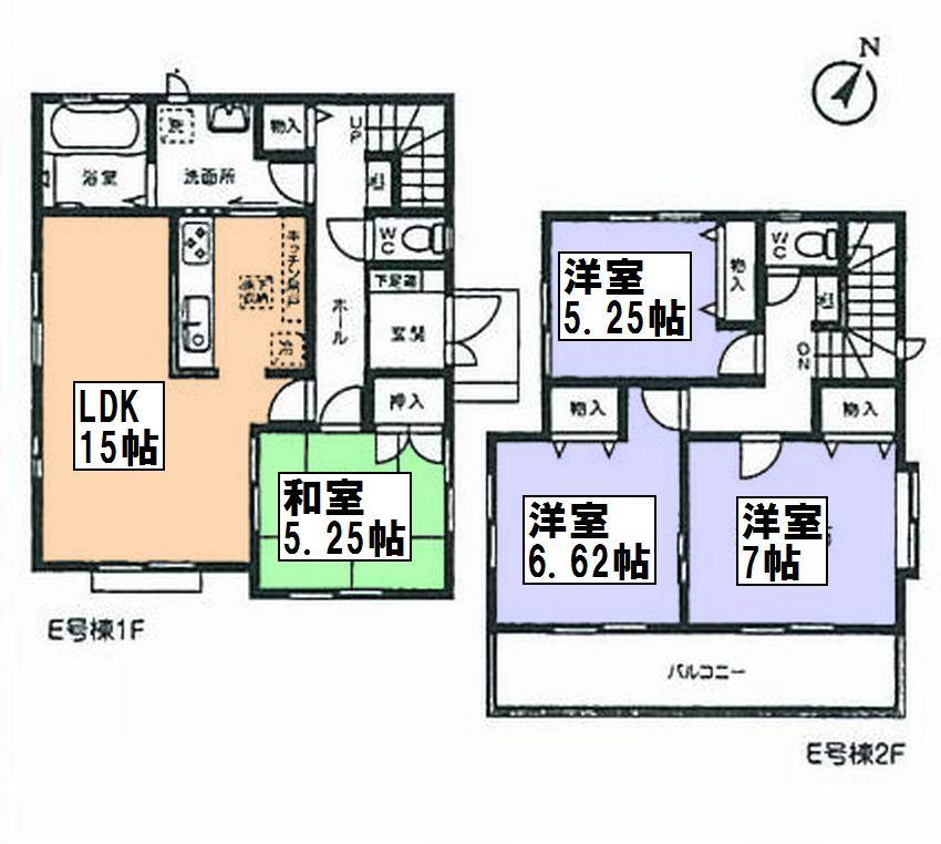 Floor plan. (E Building), Price 33,800,000 yen, 4LDK, Land area 112.53 sq m , Building area 97.5 sq m