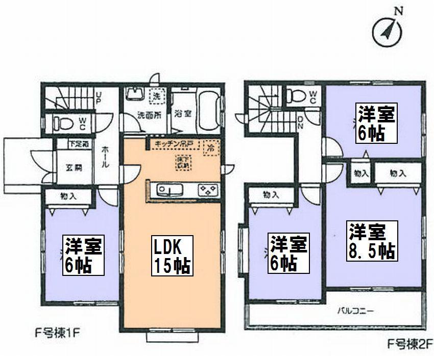 Floor plan. (F Building), Price 32,800,000 yen, 4LDK, Land area 110.02 sq m , Building area 96.05 sq m