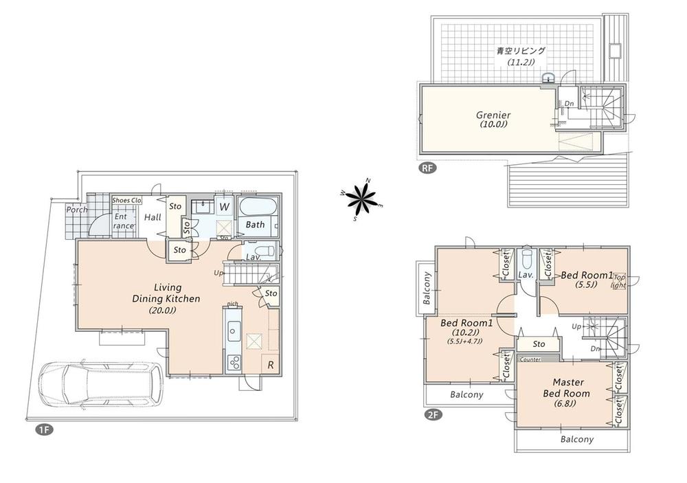 Floor plan. (1 Building), Price 36,700,000 yen, 3LDK+S, Land area 100.93 sq m , Building area 107.22 sq m