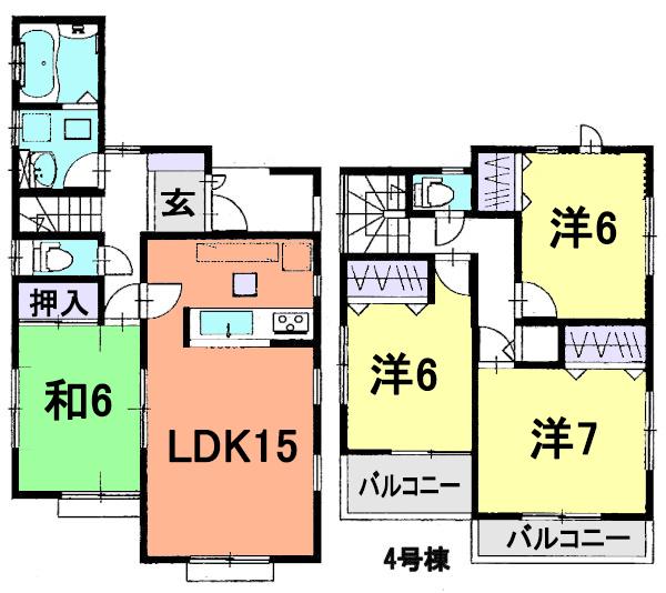 Floor plan. (4 Building), Price 27,800,000 yen, 4LDK, Land area 122.14 sq m , Building area 96.47 sq m