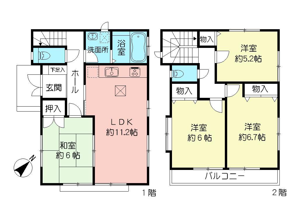 Floor plan. (D Building), Price 22,900,000 yen, 4LDK, Land area 110 sq m , Building area 86.11 sq m