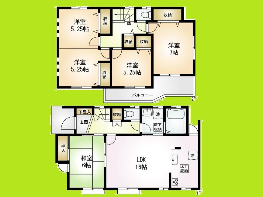 Floor plan. (1), Price 34,800,000 yen, 5LDK, Land area 165.29 sq m , Building area 108.89 sq m