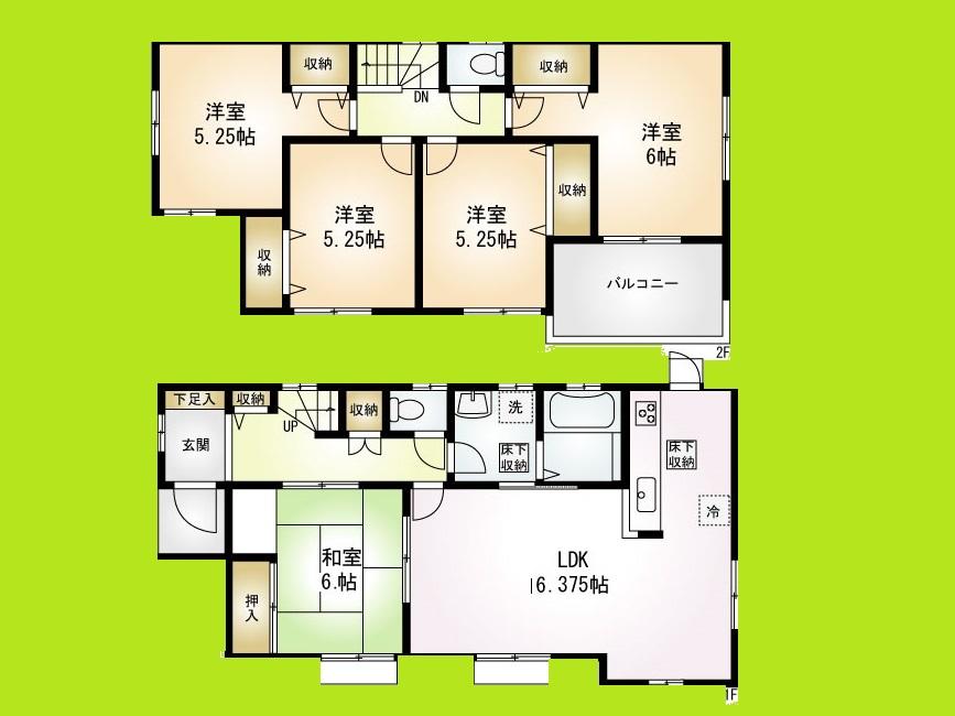 Floor plan. (2), Price 34,800,000 yen, 5LDK, Land area 165.29 sq m , Building area 107.02 sq m