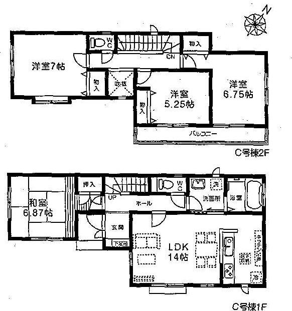 Floor plan. (C Building), Price 26,800,000 yen, 4LDK, Land area 102.55 sq m , Building area 95.84 sq m