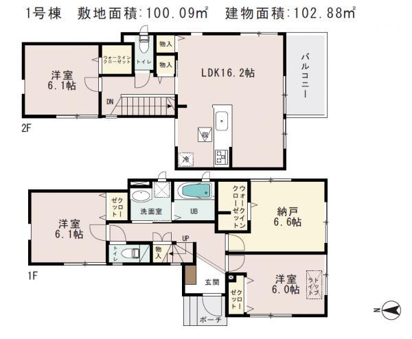 Floor plan. 25,800,000 yen, 4LDK+S, Land area 100.09 sq m , Building area 102.88 sq m