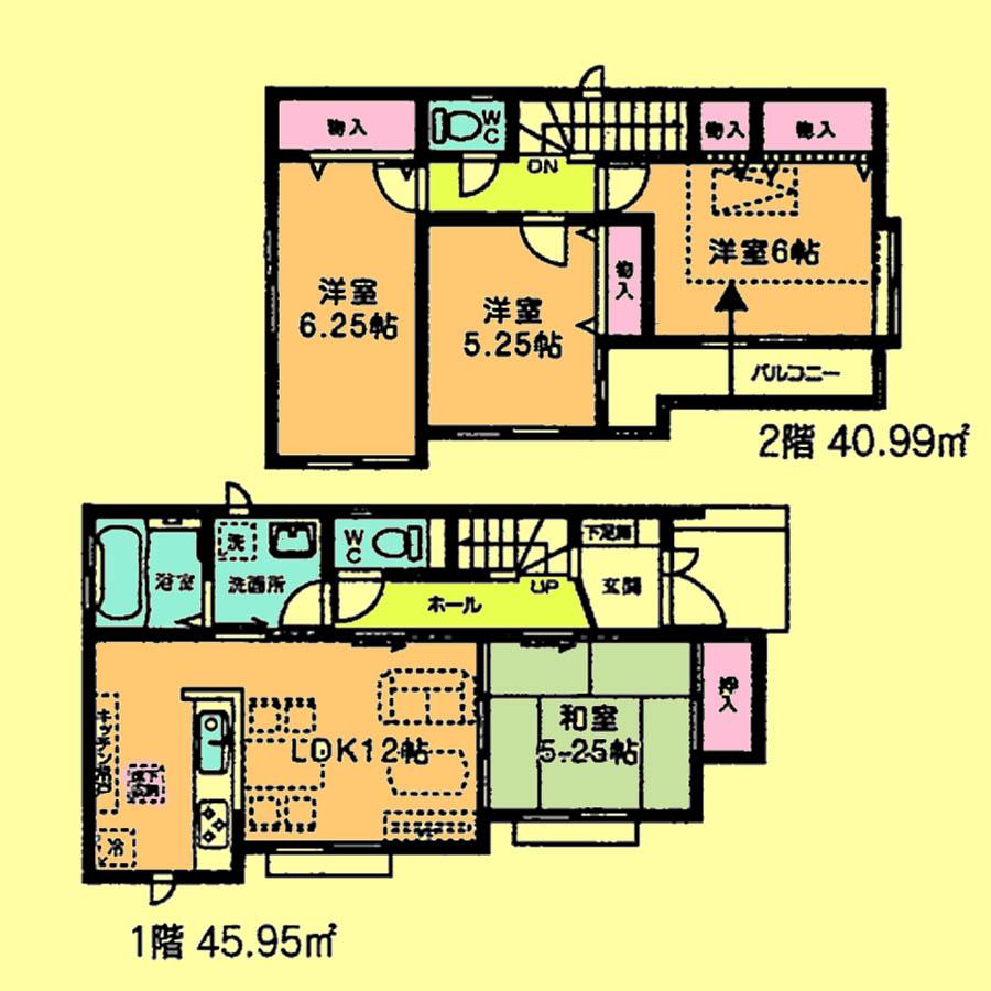 Floor plan. Price 28.8 million yen, 4LDK, Land area 109.13 sq m , Building area 86.94 sq m
