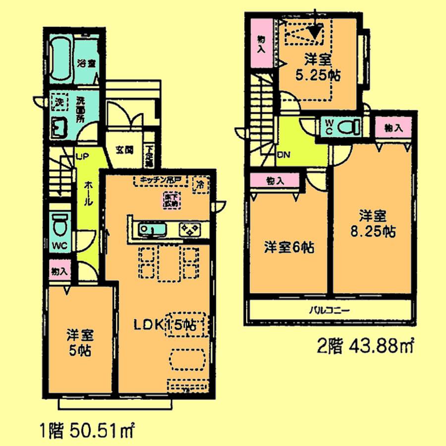 Floor plan. Price 31,800,000 yen, 4LDK, Land area 112.15 sq m , Building area 94.39 sq m