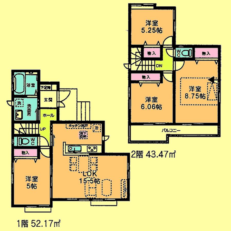 Floor plan. Price 33,300,000 yen, 4LDK, Land area 132.22 sq m , Building area 95.64 sq m