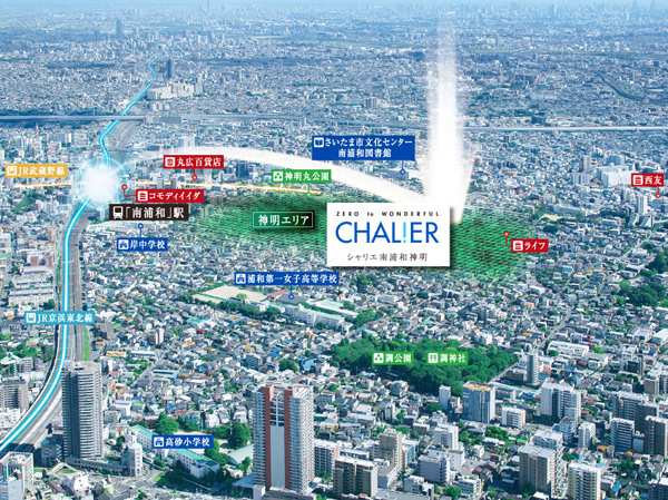 Surrounding environment.  ※ Aerial photo of the web is in was taken in August 2012, Which was subjected to a CG processing, In fact a slightly different.