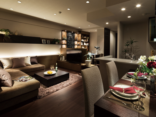 Living.  [living ・ dining]  ※ Published photograph of, Model Room (C1 type ・ Which was the menu plan · Vintage Chic) shooting (10 May 2013), Air conditioning, fixtures furniture, lighting and decorative accessories such as option (paid) and is also included.