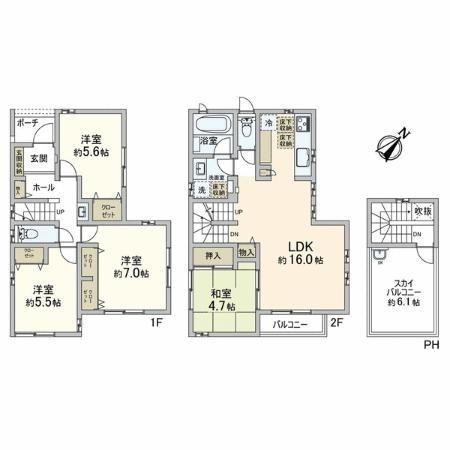 Floor plan. Oyaba until elementary school 260m