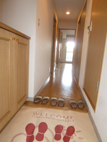 Entrance. It is the front door with a shoe rack.