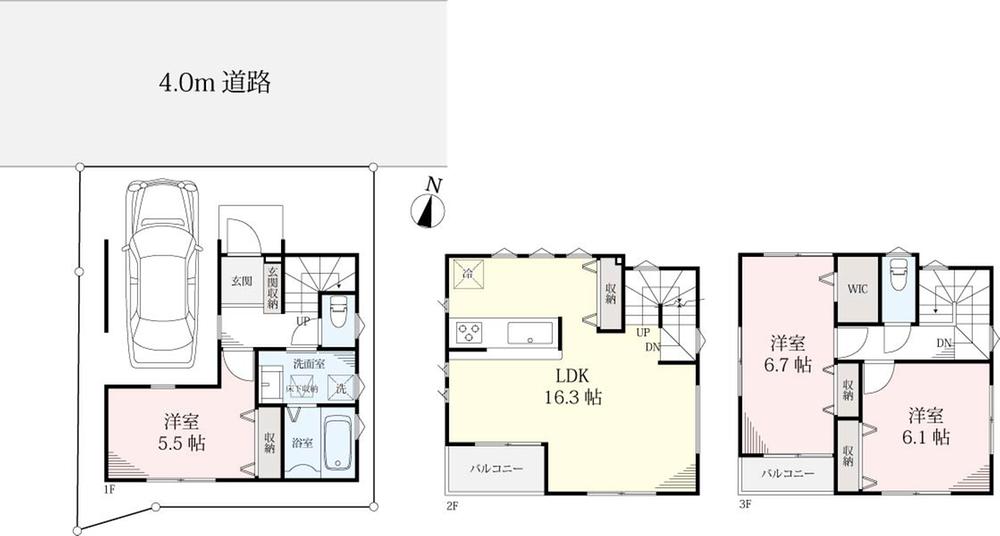 Floor plan. 38,800,000 yen, 3LDK, Land area 51.47 sq m , Building area 97.53 sq m 3LDK
