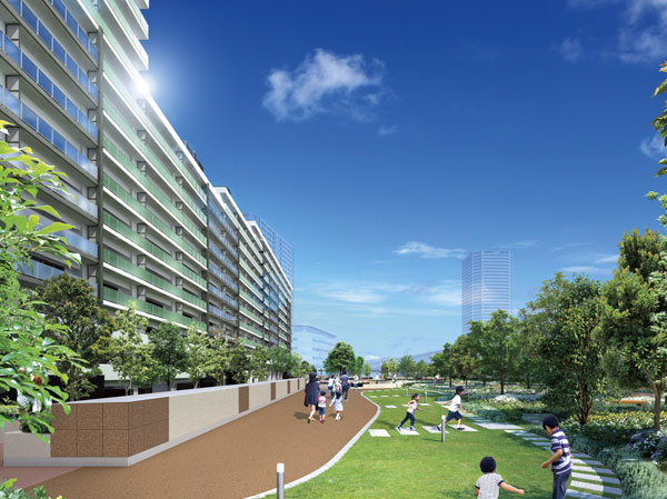 Shared facilities.  [Garden & Exterior - Rendering] Centered at about 7500 sq m garden stuff, Planting the four seasons of the trees and flowers that up to about 17000 this. Yet Station, It brings together people in the lush greenery, rest, Play children freely To, Peaceful communication will continue to be nurtured.