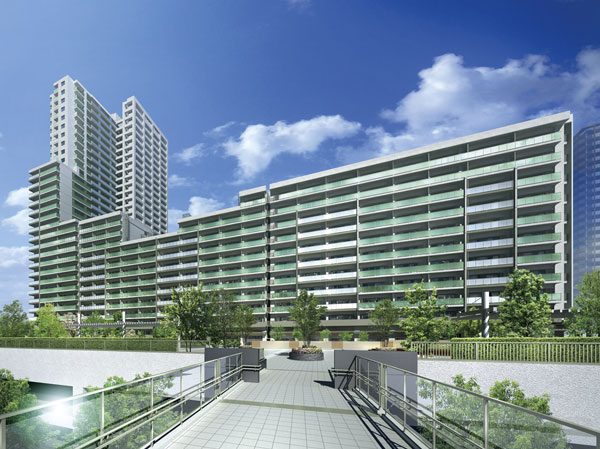 Shared facilities.  [Exterior - Rendering] Upon exiting the south exit from the ticket gate of JR "Musashi Urawa" Station, It leads to as it is a shopping mall, "Mare". Because it is directly connected to the site in the 2F deck becomes even more familiar is convenience in front of the station.