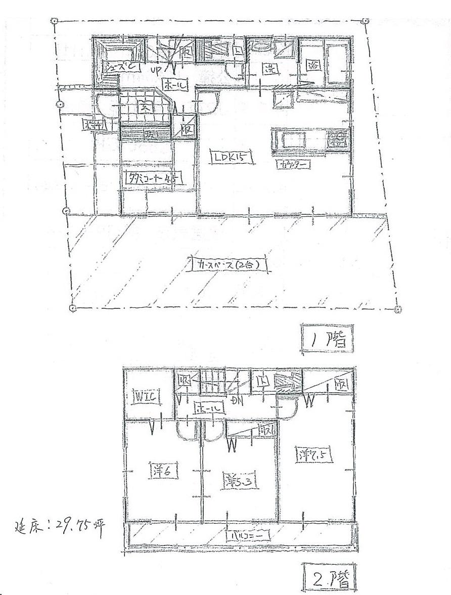 Compartment view + building plan example. Building plan example, Land price 36.5 million yen, Land area 116.09 sq m , Building price 17,820,000 yen, Building area 98.34 sq m ■ It is a reference plan 29.75 plan!