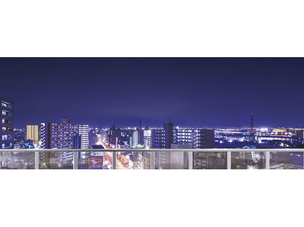 Surrounding environment. Useful in day-to-day shopping, "Seiyu" a 2-minute walk away, Also, Nursery within a 10-minute walk in the surrounding area, kindergarten, There is a primary school, Educational environment of rich culture and a 14-minute walk junior high school. Shirahata park also happy to child-rearing family and a 4-minute walk environment. It spreads a beautiful night scene on the balcony over.  ※ Publication photograph of the things that were taken in May 2013 on the assumption the view from 1102 in Room (B type), In which the glass handrail that caused draw from the drawing was CG synthesis, In fact a slightly different.