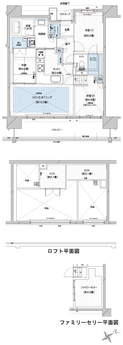 Floor: 3LDK + 2Lo + Fc + Wic + Sic, occupied area: 65.21 sq m