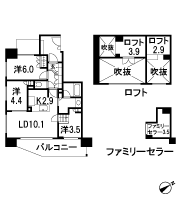 Floor: 3LDK + 2Lo + Fc, occupied area: 60 sq m