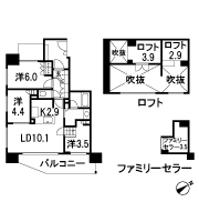 Floor: 3LDK + 2Lo + Fc, occupied area: 60 sq m