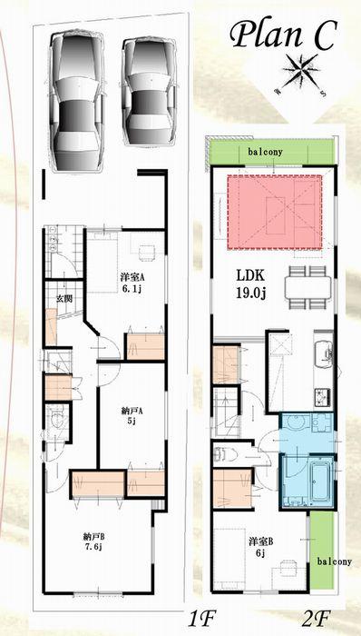 Floor plan. (Plan C), Price 31,800,000 yen, 4LDK, Land area 99.8 sq m , Building area 110.76 sq m