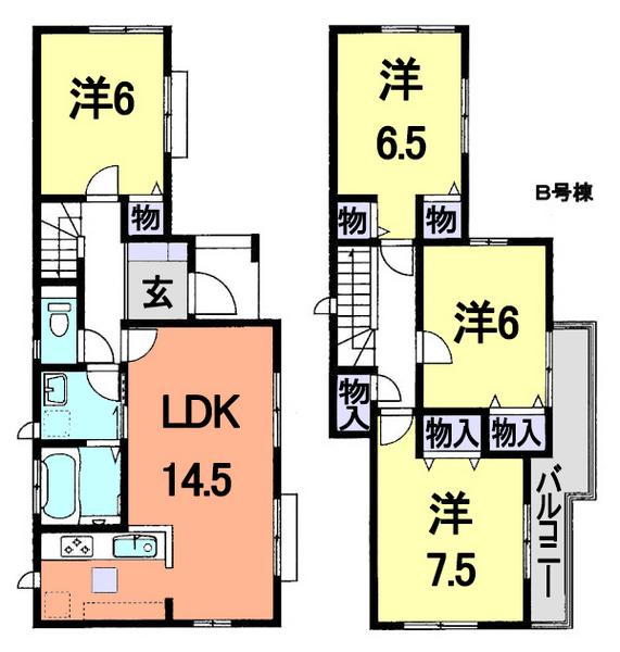 Floor plan. (B Building), Price 20,300,000 yen, 4LDK, Land area 109.21 sq m , Building area 94.4 sq m
