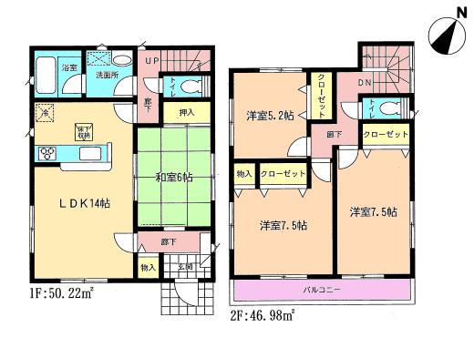 Floor plan. 28.8 million yen, 4LDK, Land area 120 sq m , Building area 97.2 sq m