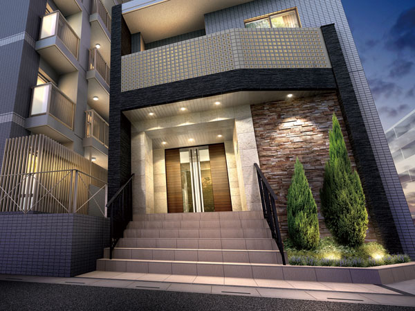 Buildings and facilities. Entrance approach Rendering