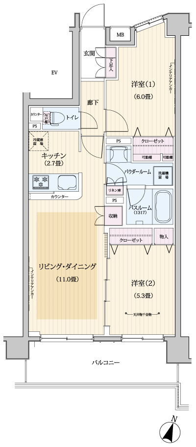 Floor: 2LDK, occupied area: 57.81 sq m, price: 24 million yen ・ 26.5 million yen, currently on sale