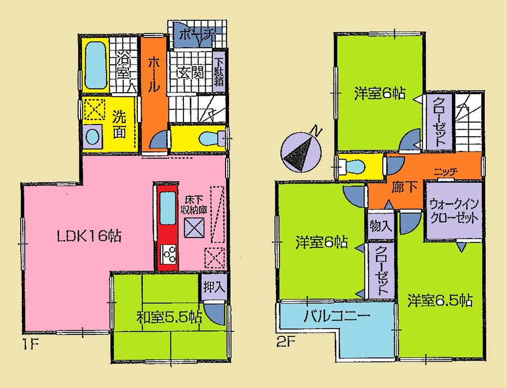 Floor plan. (1 Building), Price 34,800,000 yen, 4LDK, Land area 102.96 sq m , Building area 95.58 sq m