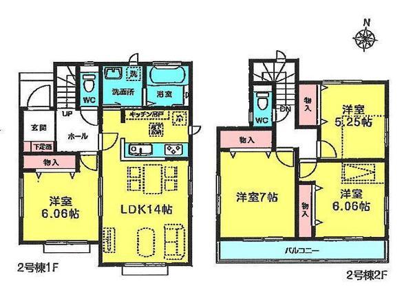 Floor plan. 24,800,000 yen, 4LDK, Land area 114.18 sq m , Wide balcony of the building area 93.15 sq m south-facing