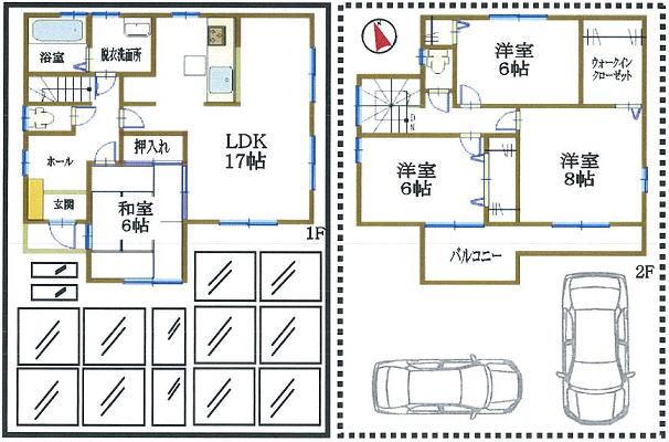Floor plan. (Building 2), Price 34,600,000 yen, 4LDK, Land area 116 sq m , Building area 105.98 sq m