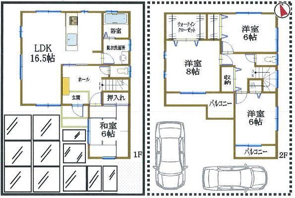 Floor plan. (3 Building), Price 32,800,000 yen, 4LDK, Land area 107.59 sq m , Building area 105.99 sq m
