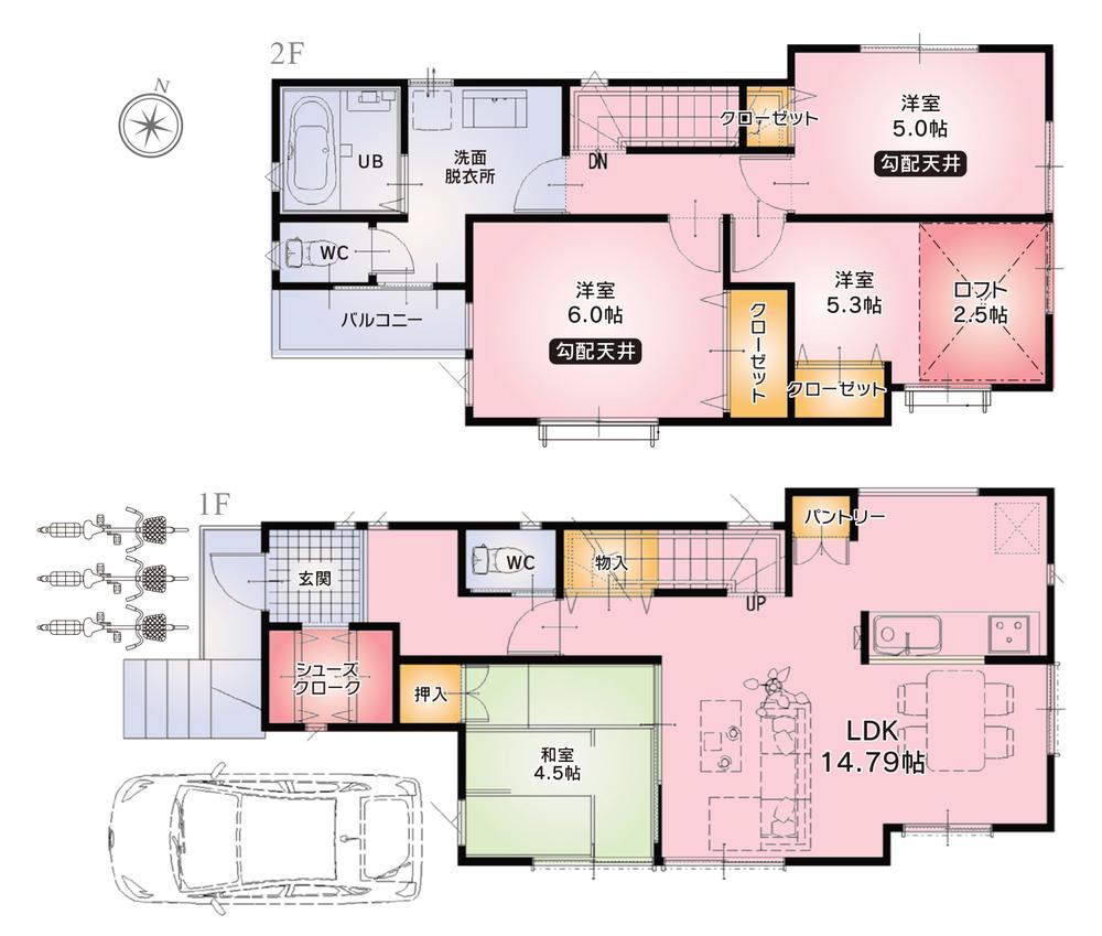 Floor plan. 32,800,000 yen, 4LDK + S (storeroom), Land area 91.02 sq m , It is taken between good building area 90.04 sq m usability.