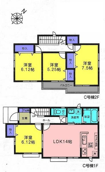 Floor plan. 24,800,000 yen, 4LDK, Land area 109.1 sq m , Building area 95.64 sq m