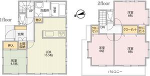 Floor plan. 31,800,000 yen, 4LDK, Land area 124.2 sq m , Building area 0.94 sq m popular face-to-face kitchen 4LDK Garage space two possible! 