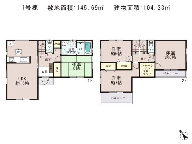 Floor plan. 33,800,000 yen, 4LDK, Land area 145.69 sq m , Building area 104.33 sq m