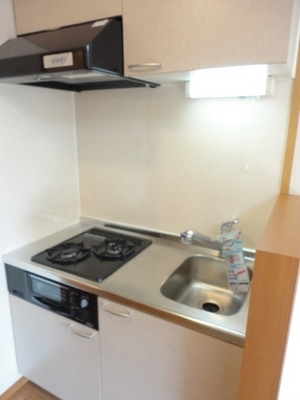 Kitchen. It comes with a two-burner stove