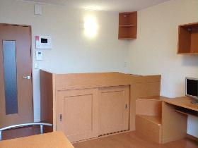 Living and room. There is storage space under the bed