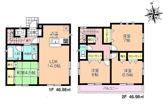 Floor plan. 26,800,000 yen, 4LDK, Land area 150.07 sq m , Building area 93.96 sq m