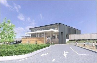 station. Until Sashiōgi Station 800m currently, Sashiōgi Station is reconstruction work (on bridge station construction work) is in progress. Sashiōgi Station on bridge of (north entrance) completed image view