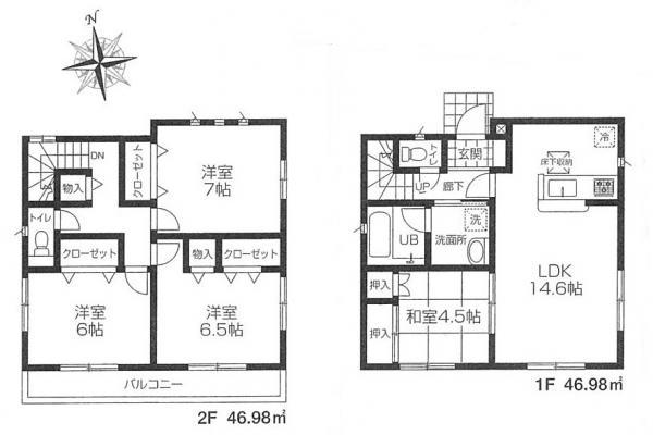 Floor plan. 26,800,000 yen, 4LDK, Land area 150.07 sq m , Building area 93.96 sq m